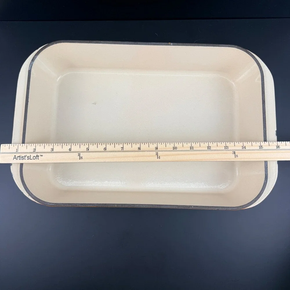 Vintage Le Creuset #40 Flame Orange Enameled Cast Iron Rectangular Baker Roaster